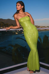 Embellished Crochet Fishtail Maxi Dress