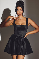 Taffeta Corset Mini Dress with Tulle Skirt