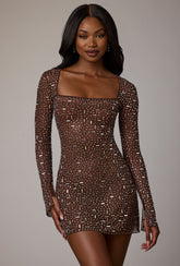 Sheer Embellished Mini Dress