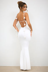 Backless Rose Detail Evening Gown