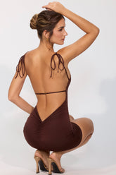 Slinky Asymmetric Backless Mini Dress