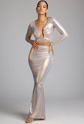 Metallic Fishtail Gown Skirt
