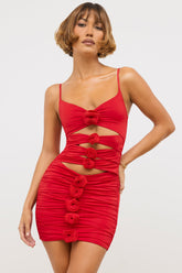 Slinky Ruched Cut Out Mini Dress