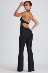 Lace Trim Flared Jumpsuit
