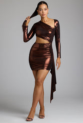 Cut Out Metallic Mini Dress