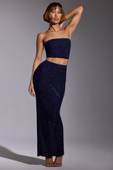 Embellished Maxi Skirt in Royal Indigo