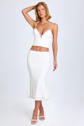 Lace Trim Fishtail Midi Skirt