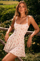 Lace Trim Ruched Mini Dress