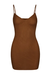 Soft Mesh V Neck Slip Dress