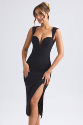 Sweetheart Neckline Crepe Midi Dress