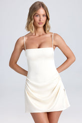 Draped Satin Mini Dress