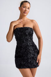 Floral Applique Bandeau Mini Dress