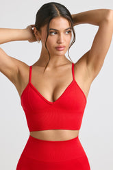 V Neck Sports Bra Seamless Knit