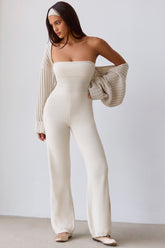 Cream Chunky Knit Jumpsuit