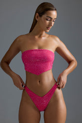 Embellished Scarf Bandeau Bikini Top