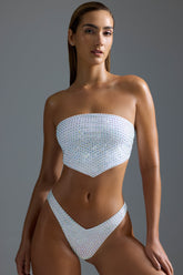 Rhinestone Scarf Bandeau Bikini Top