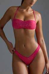 Sparkling V Shaped High Leg Bikini Bottoms