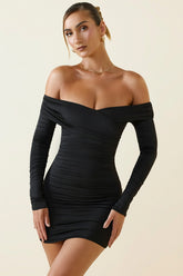 Off Shoulder Ruched Bodycon Mini Dress