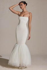 Tulle Hem Fishtail Gown