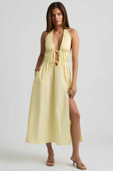 Tie Front Backless Maxi Dress