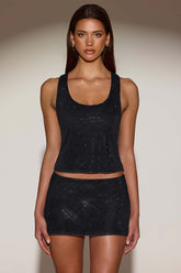Embellished Mesh Racerback Top