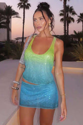 Embellished Racerback Mesh Tank