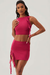 Ruffle Split Mini Skirt