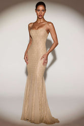 Metallic Lace Fishtail Gown