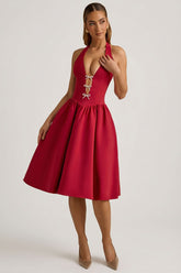 Halterneck Bow Midi Dress