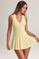 Button Detail A Line Mini Dress