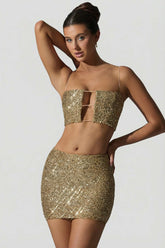 Embellished Cut Out Crop Top