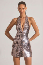 Sequin Halterneck Mini Dress