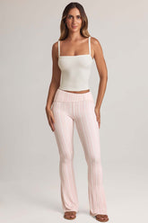 Flared Trousers with Foldover Waist