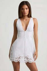 Cutwork Cotton A Line Mini Dress