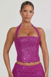 Embellished Halterneck Corset Top