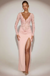 Lace Plunge Maxi Dress