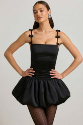 Bubble Hem Mini Dress with Bow Detail