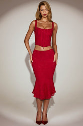 Lace Fishtail Midi Skirt