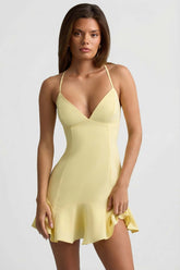 Lace Up Back Drop Waist Mini Dress