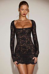 Lace Mini Dress with Long Sleeves