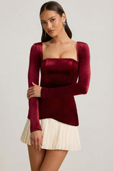 Velvet Corset Mini Dress with Pleated Skirt