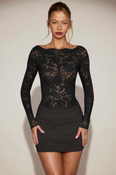 Lace Mini Dress with Open Back