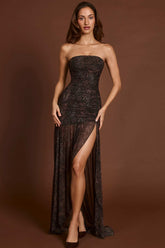 Embellished Snake Print Maxi Dress