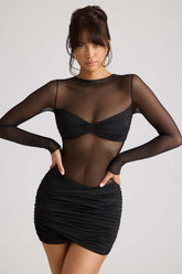 Sheer Panelled Mini Dress