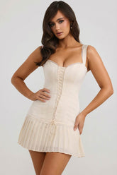 Lace Up Corset Mini Dress with Bow Detail