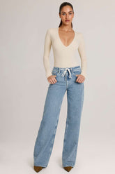 Drawstring Straight Leg Denim