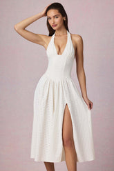 Broderie Anglaise Halterneck Midi Dress