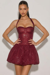 Embellished Halterneck Bubble Hem Dress