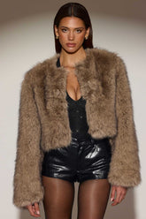 Fluffy Cropped Faux Fur Jacket