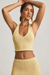 Sheer Boucle Halterneck Crop Top